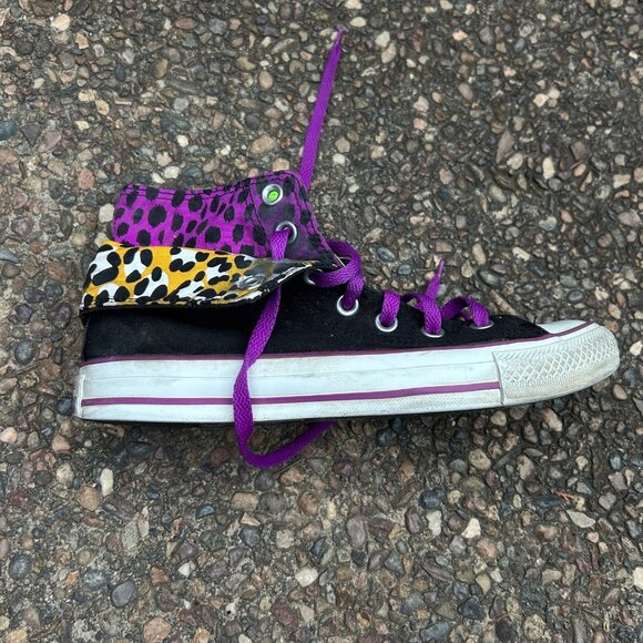 Converse Double Flap Leopard Print Chuck Taylor Skate Sneakers Size 6 - Picture 5 of 13